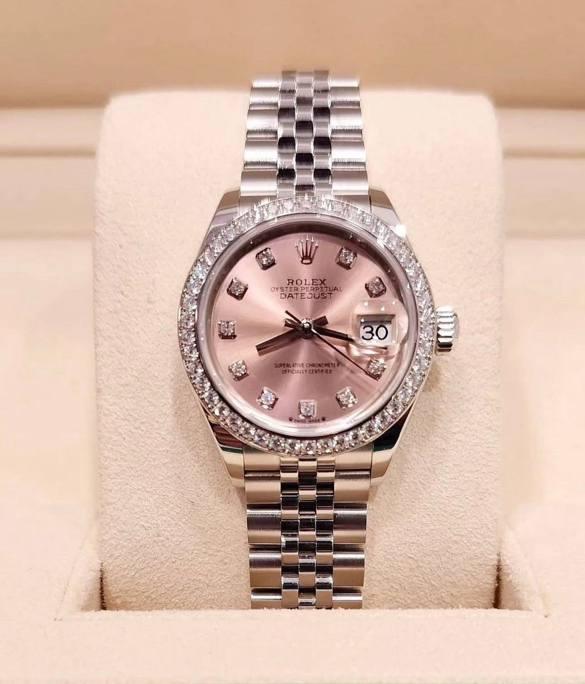 ROLEX DATEJUST JUBILEE PINK DIAMOND BEZEL